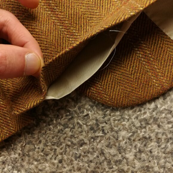 Paul Stuart Sport Coat 100% Cashmere Herringbone Windowpane Plaid Brown Red 46XL - Picture 9 of 13